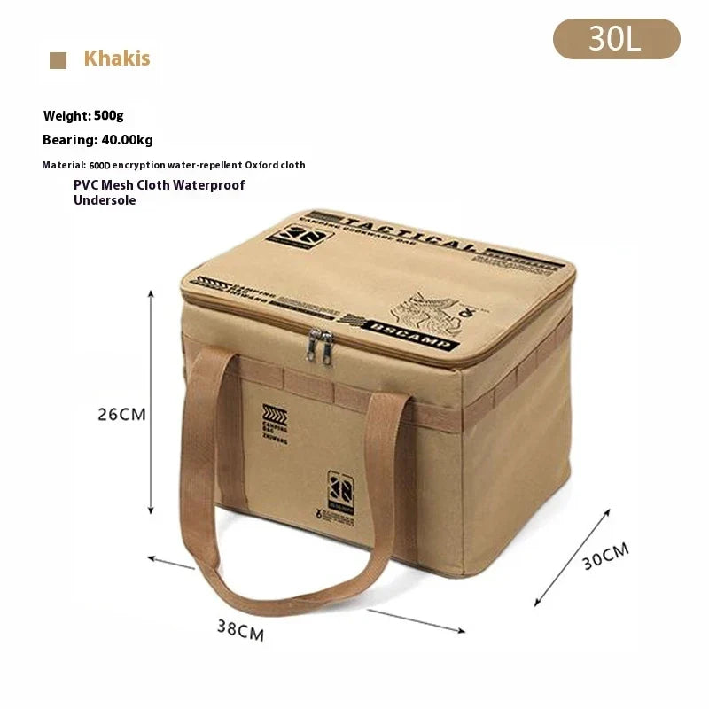 30-42L Tactical Camping Storage Bag Insulated Folding Box Waterproof Picnic Tableware Field Equipment Outdoor Gear Organizer