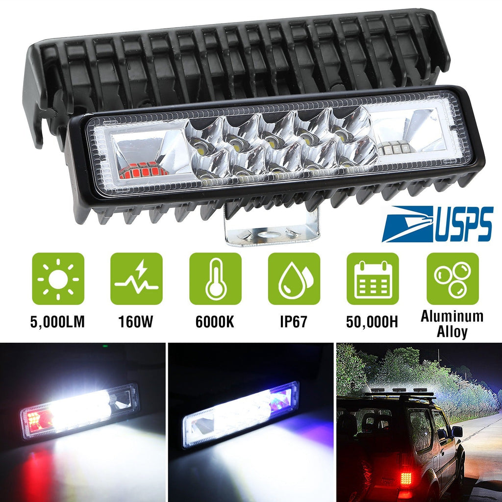 6" LED Light Bar 160W 5000lm Offroad Driving Spot Lights Work Light Pods IP67 Waterproof Fog Light Spot Flood Beam for Jeep Trailer Truck Bus Boat  2P