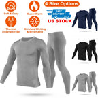 Men Thermal Underwear Set Long Johns Pants Long Sleeve Soft Underwear Kit Top Bottom Winter Sports Suits